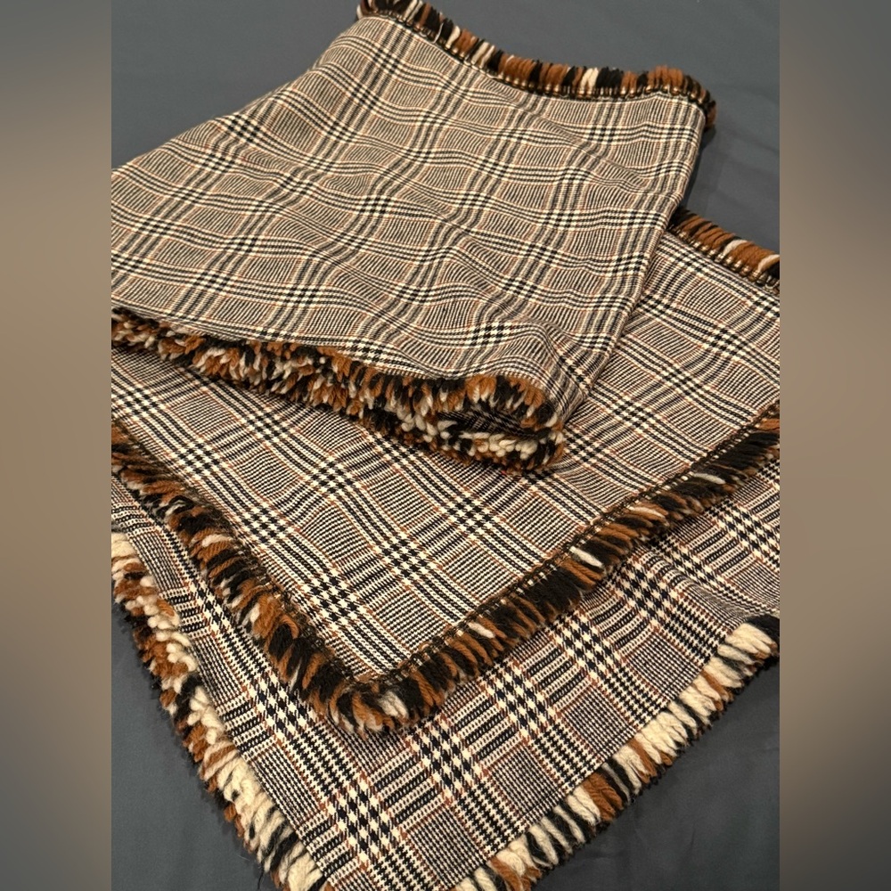 Cozy Vintage Wool Checkered Scarf
